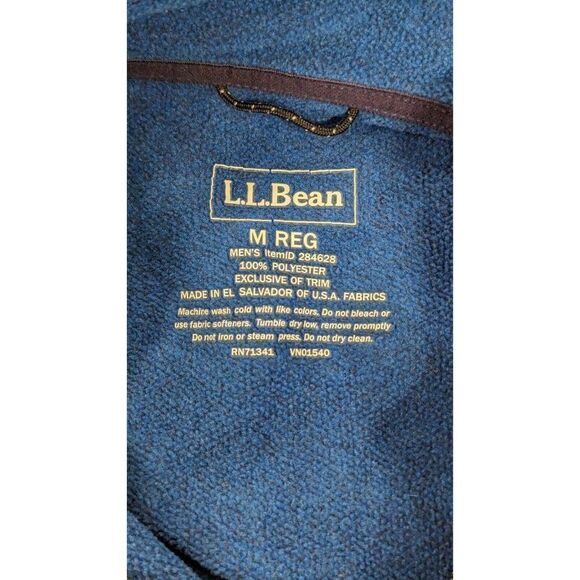 L.L.Bean Mens Size M Reg Blue 100% Polyester Sleeveless Full Zip Vest Jacket - Picture 5 of 7